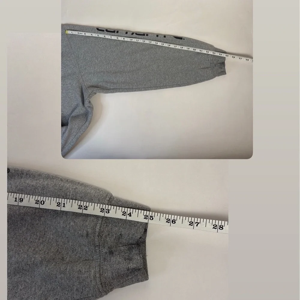 Carhartt Loose Fit Hoodie Heather Gray Graphic‎ Sleeve Mens XL Workwear Pullover